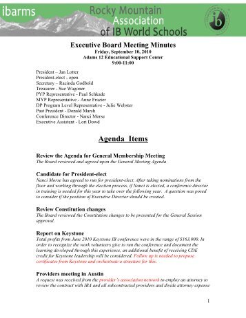 Executive Board Meeting Minutes - ibarms