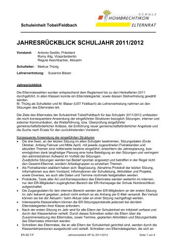 Jahresrückblick Schuljahr 2011/2012 - Schule Hombrechtikon
