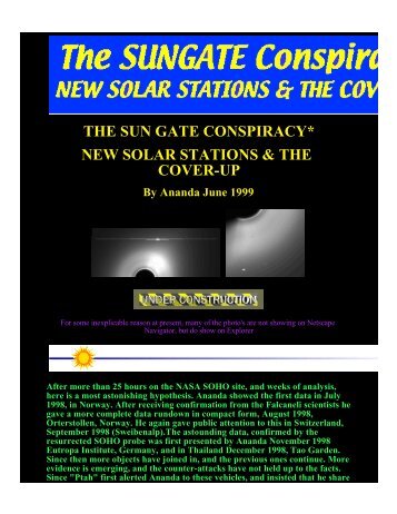 the sun gate conspiracy* new solar stations - Ananda Bosman Site