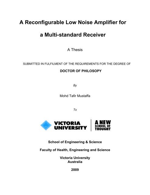 A Reconfigurable Low Noise Amplifier For A Multi Standard Receiver