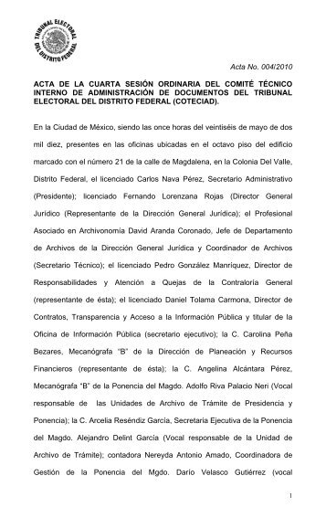 Acta 4 - Transparencia - Tribunal Electoral del Distrito Federal