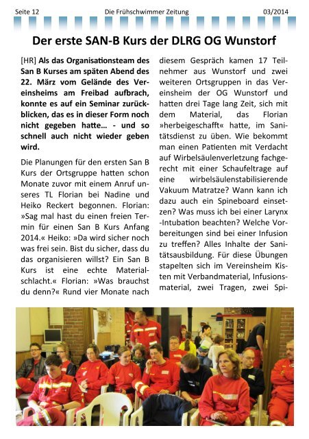 Die Frühschwimmer Zeitung 03/2014 - DLRG Wunstorf