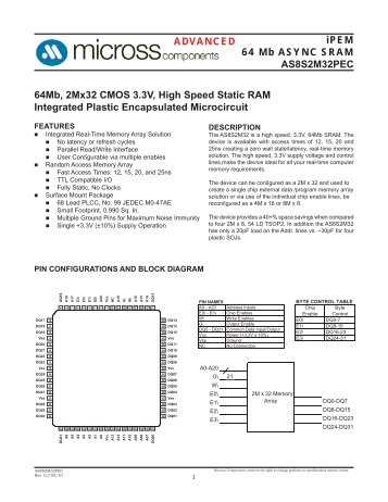 iPEM 64 Mb ASYNC SRAM AS8S2M32PEC ADVANCED ... - Micross