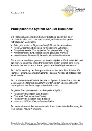 Prinzipschnitte Blockholz - Pius Schuler AG