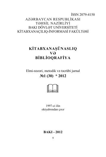 kitabxanaÅÃ¼naslÄ±q vÉ biblioqrafiya:2012â1 - BakÄ± DÃ¶vlÉt Universiteti