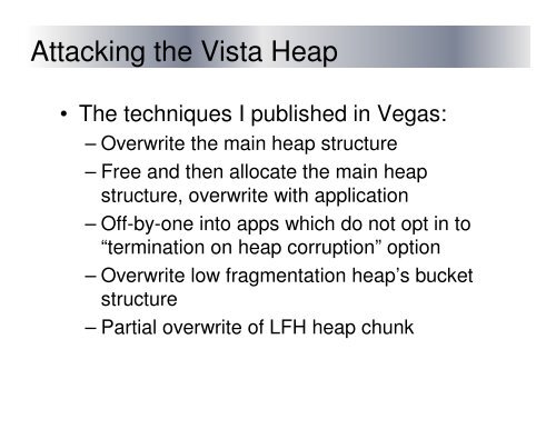 Attacking the Vista Heap - 2008