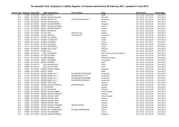 ELR, all vessels entered from 20 February 2011 - The Swedish Club