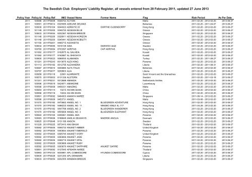 ELR, all vessels entered from 20 February 2011 - The Swedish Club