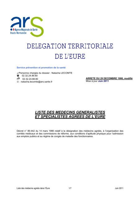 DELEGATION TERRITORIALE DE L'EURE - ARS Haute-Normandie