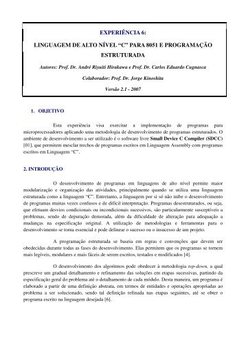 experiência 6: linguagem de alto nível “c” para 8051 e ... - PCS - USP