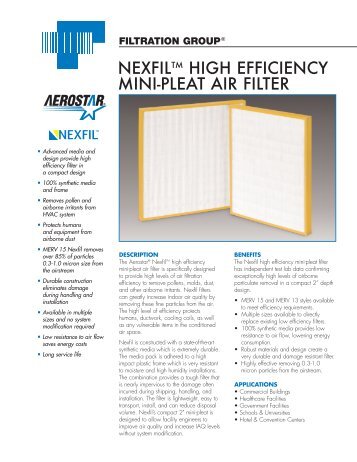 NEXFILTM HIGH EFFICIENCY MINI-PLEAT AIR FILTER - Waco