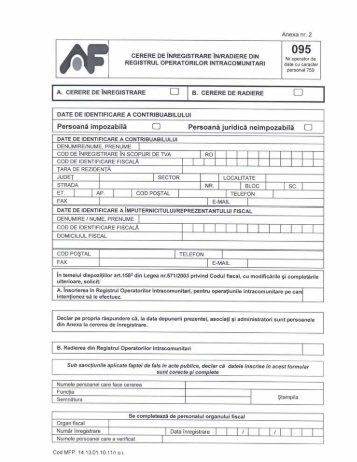 declaratia 095 registrul operatorilor intracomunitari