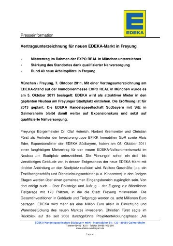 PI Vertragsunterzeichnung für neuen EDEKA-Markt in Freyung ...