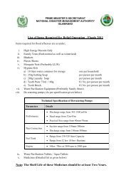 List of Items Required for Relief Operation - Floods 2011 ... - NDMA