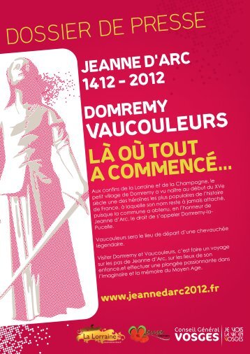 le dossier de l'enfance et de la jeunesse de Jeanne d'Arc. - Vosges