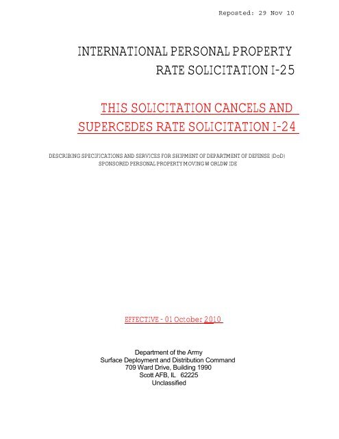 international personal property rate solicitation i ... - SDDC - U.S. Army