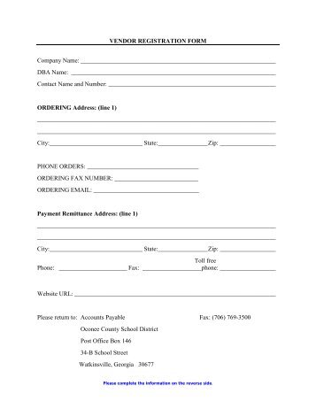 Vendor Registration Form - Oconee County Schools