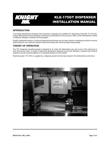 9641615 - KLE-175GT Dispenser Installation Manual