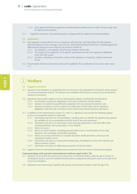 Code of Practice for the Pastoral Care of International Students