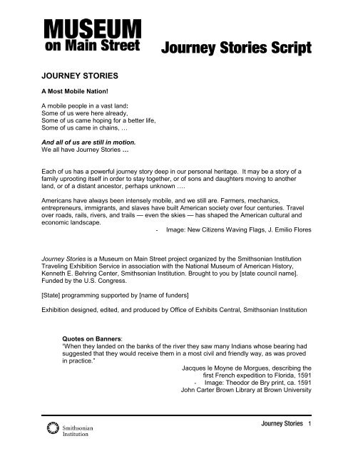 Journey Stories Script - Museum on Main Street