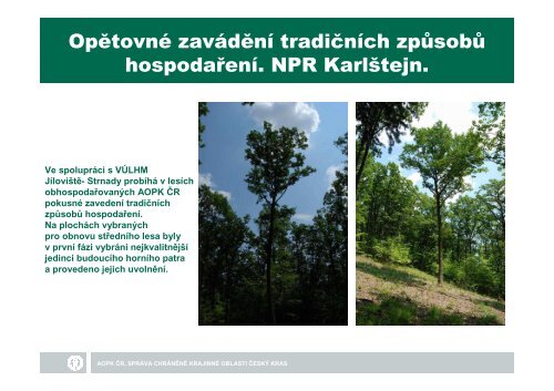 SprÃ¡va CHKO ÄeskÃ½ kras EnviromentÃ¡lnÃ­ pÅÃ­nos nÃ­zkÃ©ho a ...