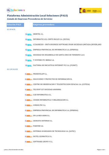 Listado de empresas implantadoras de aplicaciones ... - Plan Avanza