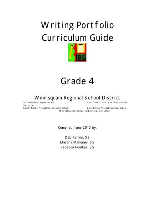Writing Portfolio Curriculum Guide Grade 4 Winnisquam