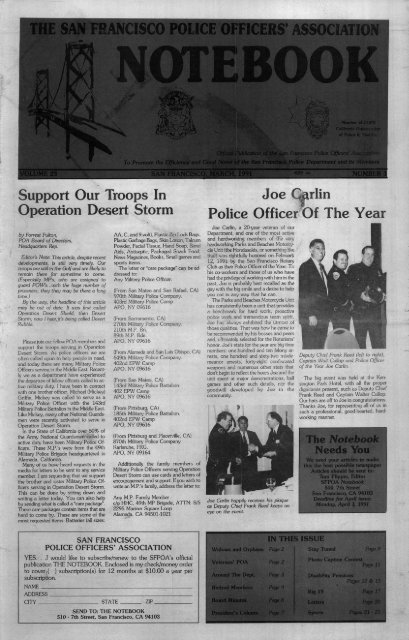 March 1991 - San Francisco Police Officers Association