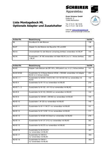 Artikelliste ML - Erwin Schairer Gmbh