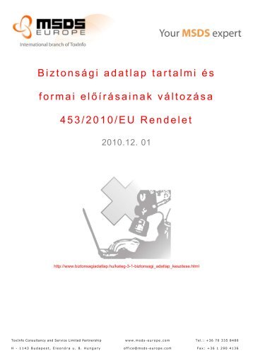 BiztonsÃ¡gi adatlap tartalmi Ã©s formai elÅÃ­rÃ¡sainak ... - MSDS Europe