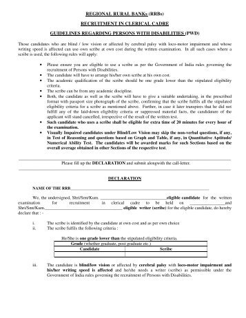 Scribe Declaration Form - Himachal Gramin Bank
