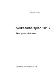 Verksamhetsplan 2013 - Teologiska institutionen - Uppsala universitet
