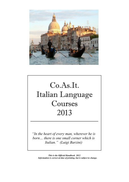 Co.As.It. Italian Language Courses 2013