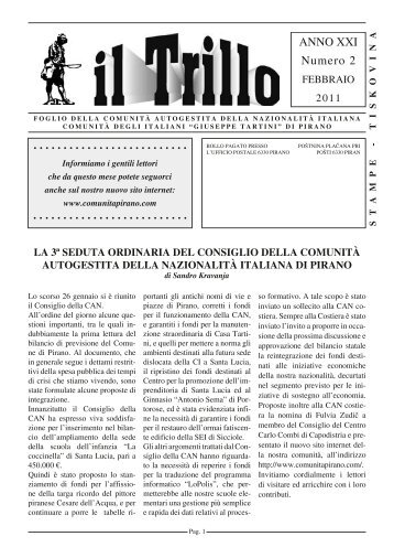 Il Trillo – febbraio 2011 - Comunità degli Italiani di Pirano