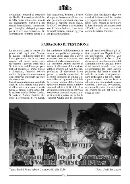 Il Trillo – febbraio 2011 - Comunità degli Italiani di Pirano