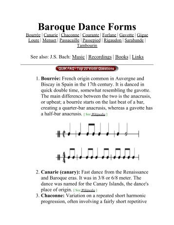 Baroque Dance Forms - Best Student Violins