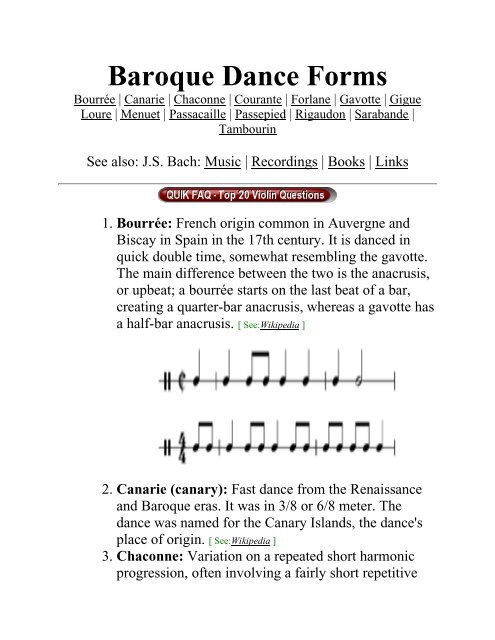 Baroque Dance Forms - Best Student Violins