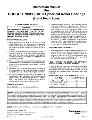 DODGE UNISPHERE II Spherical Roller Bearings - PTplace.com