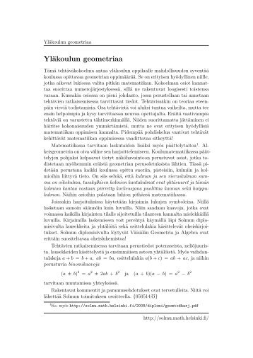 Yläkoulun geometriaa - Helsinki.fi