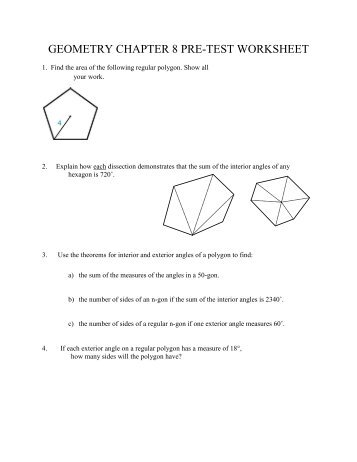 GEOMETRY CHAPTER 8 PRE-TEST WORKSHEET