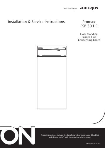 Installation & Service Instructions Promax FSB 30 HE - Potterton