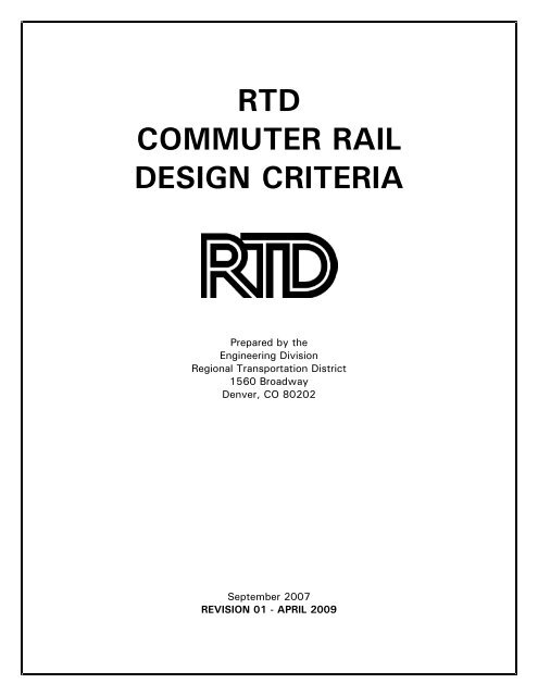 Rtd Commuter Rail Design Criteria