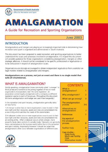 Amalgamation - Office for Recreation and Sport