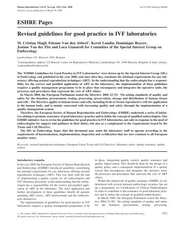 ESHRE Pages Revised guidelines for good practice in IVF ...