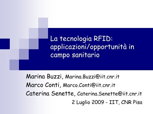 RFID - Istituto di Informatica e Telematica - Cnr