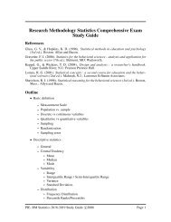 Research Methodology Statistics Comprehensive Exam Study Guide