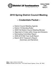 Credentials Packet - District 18 Toastmasters