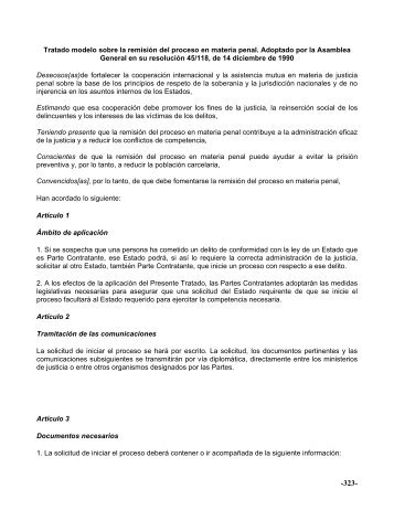 Tratado modelo sobre la remisiÃ³n del proceso en materia ... - ILANUD