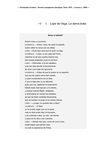I. Lope de Vega, La dama boba - puf