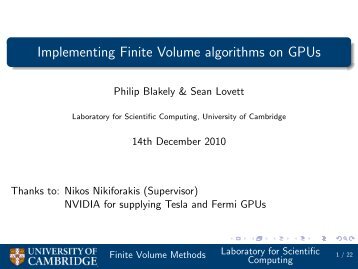 Implementing Finite Volume algorithms on GPUs - many-core.group ...